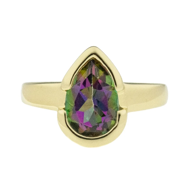 Fox motif engagement rings-2.47ct Mystic Topaz Solitaire Gemstone Ring in 14K Yellow Gold - Size 6.75