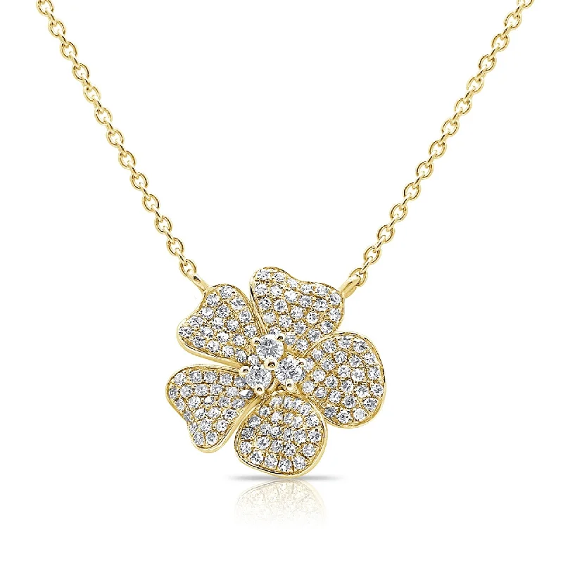 Chic art necklaces-Joelle Diamond Flower Necklace 14K Gold