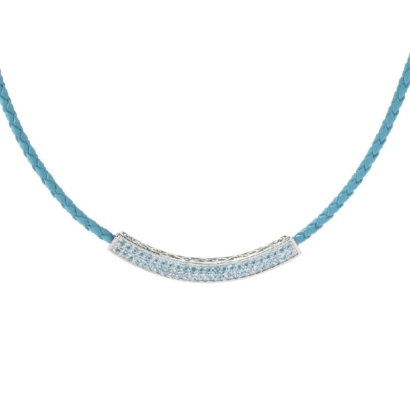 Nine-strand necklaces-Sterling Silver 1.81ctw Swiss Blue Topaz Necklace 18"L