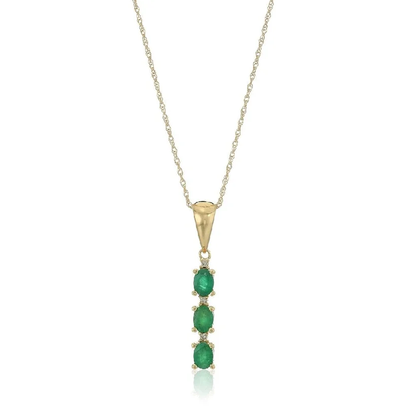 Worn medallion necklaces-10k Yellow Gold Genuine Emerald & Diamond Pendant Necklace, 18"