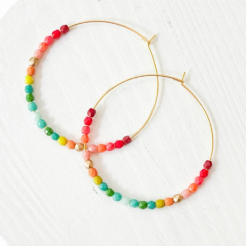 Flat knot earrings-Lyric Large Beaded Hoop Earrings