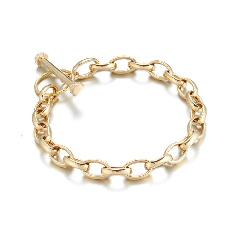 Secure clasp bangles-Diamond Toggle Link Bracelet