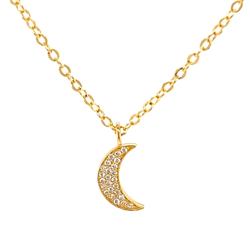 Polished name necklaces-Yellow Gold Plated Over Sterling Silver White Natural Zircon Necklace