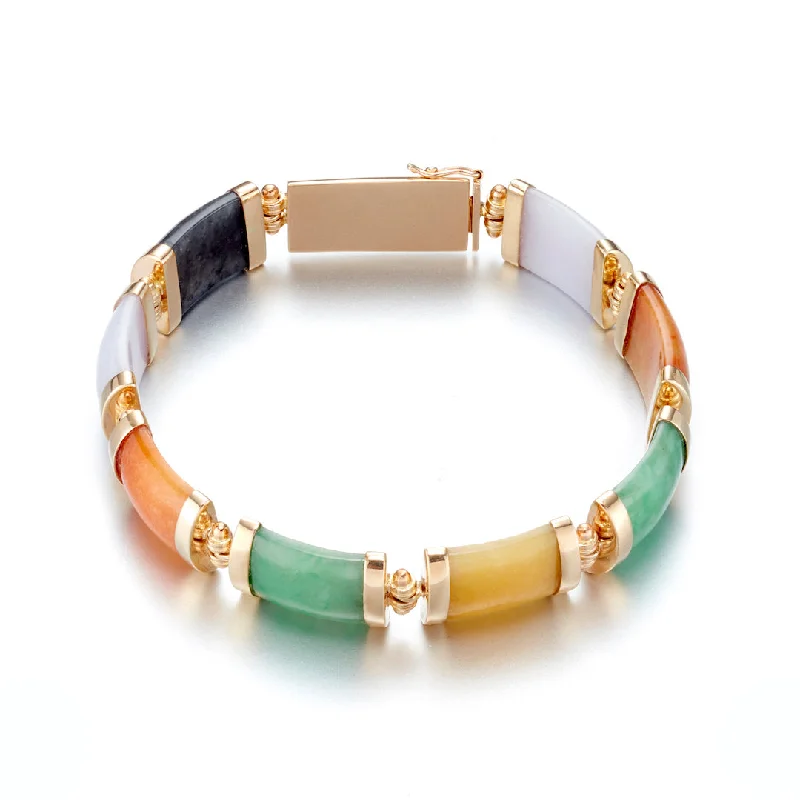 Bold gem bangles-Josephine Bracelet in Multi-Color Jade