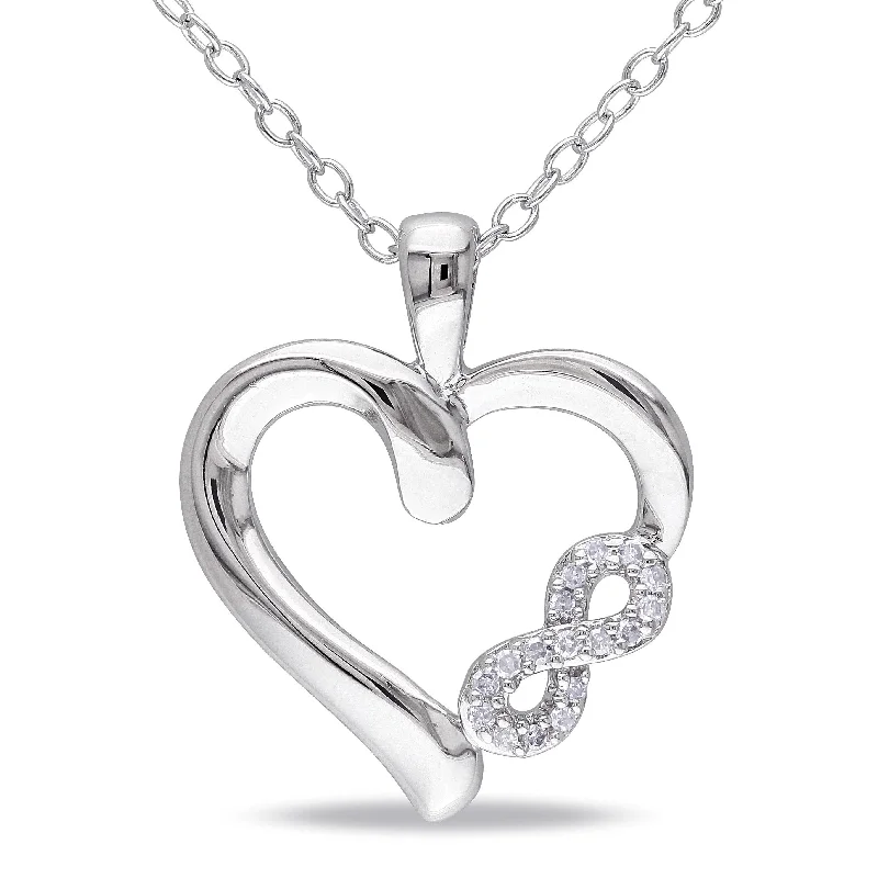 Multi-birthstone necklaces-Miadora Sterling Silver Diamond Infinity Heart Necklace