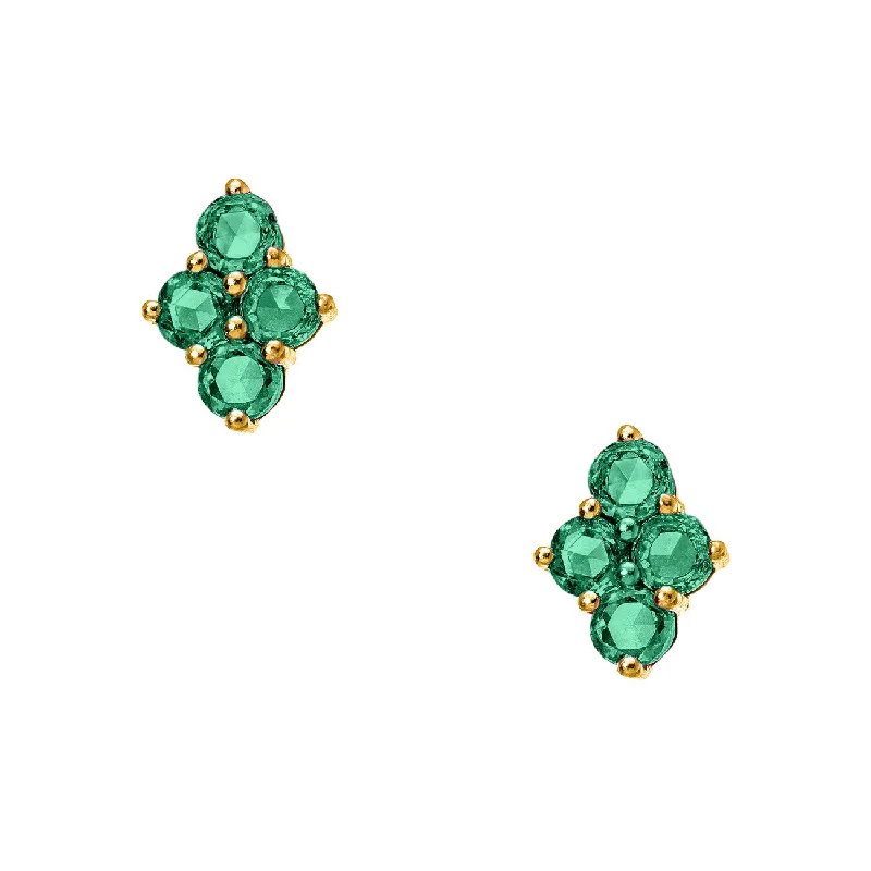 Smooth drop earrings-Asher Studs Yellow Gold Emerald