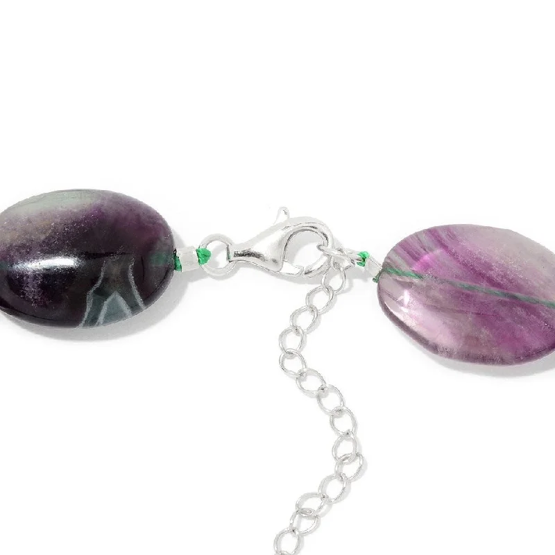 Wide chain necklaces-Sterling Silver 18" Multi Fluorite Beaded Necklace & Bracelet Set