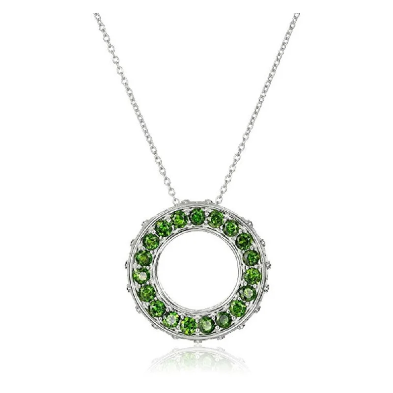 Braided link necklaces-Exotic Chrome Diopside Circle of Life Necklace