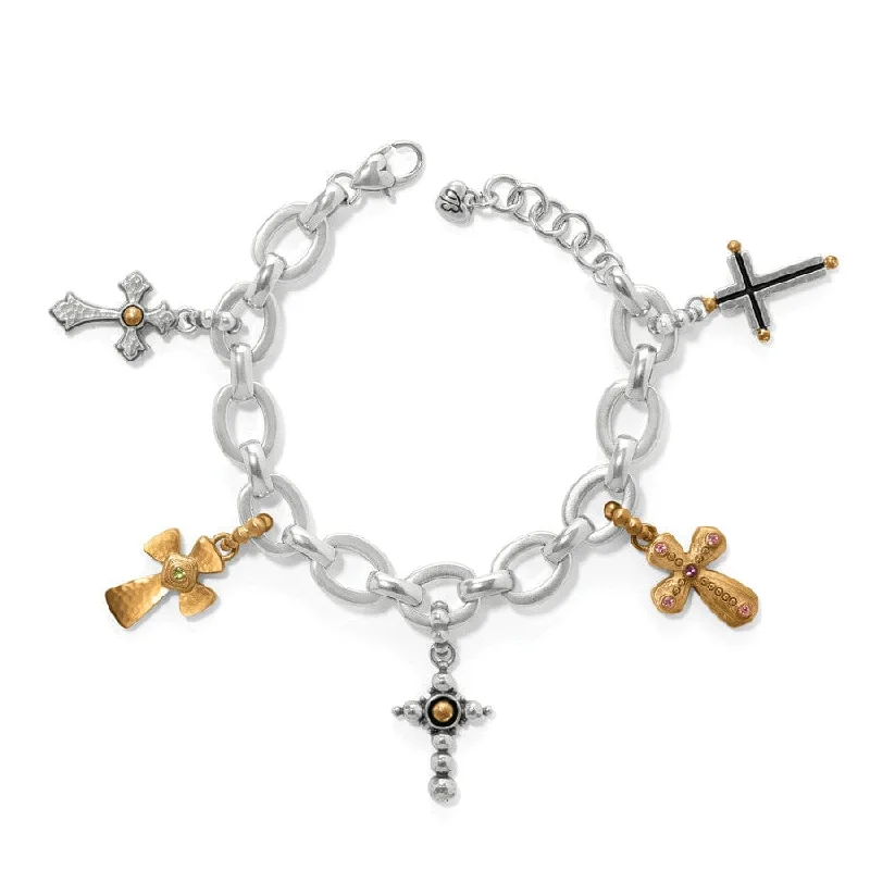 Lily motif bangles-Majestic Cross Charm Bracelet