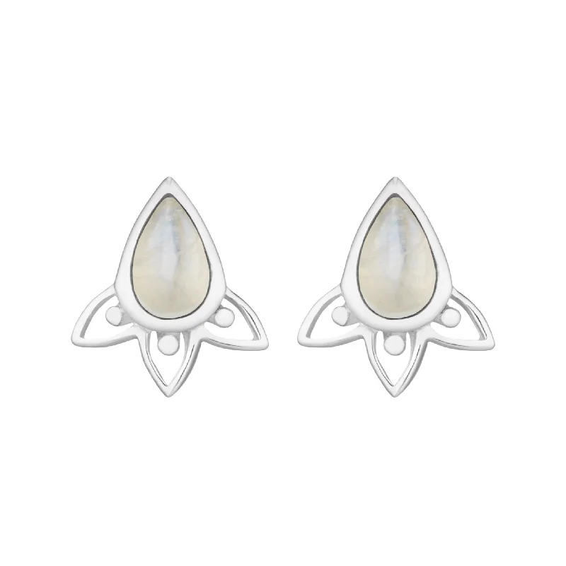 Topaz stone earrings-ARIA - Sterling Silver & Moonstone Studs