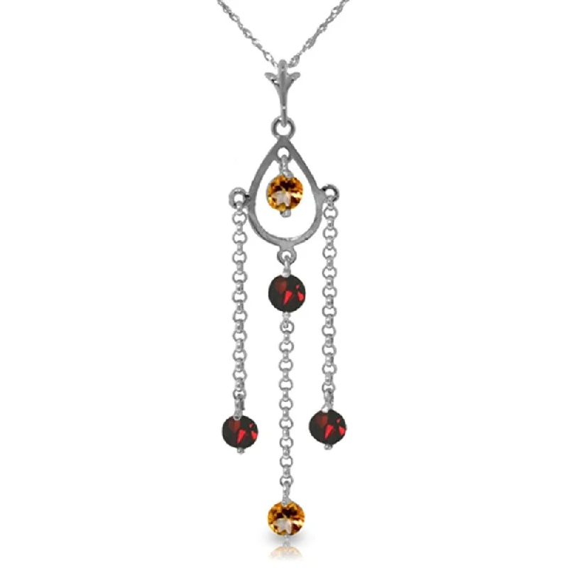 Luxe diamond necklaces-1.5 Carat 14K White Gold Sweet Berry Citrine Garnet Necklace