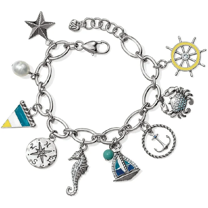 Tiny stack bangles-Blue Water Charm Bracelet