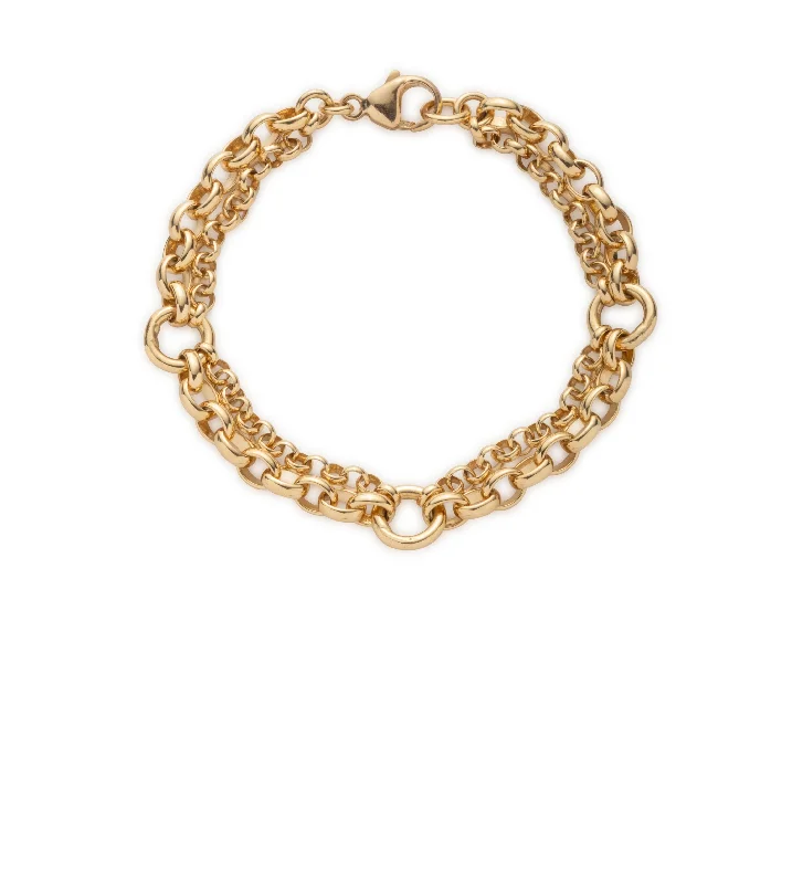 Pink quartz bangles-Festoon Chain Bracelet : in Yellow Gold