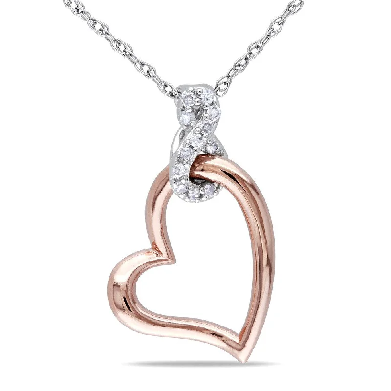 Worn style necklaces-Miadora 10k Two-tone Gold Diamond Heart Infinity Necklace - White