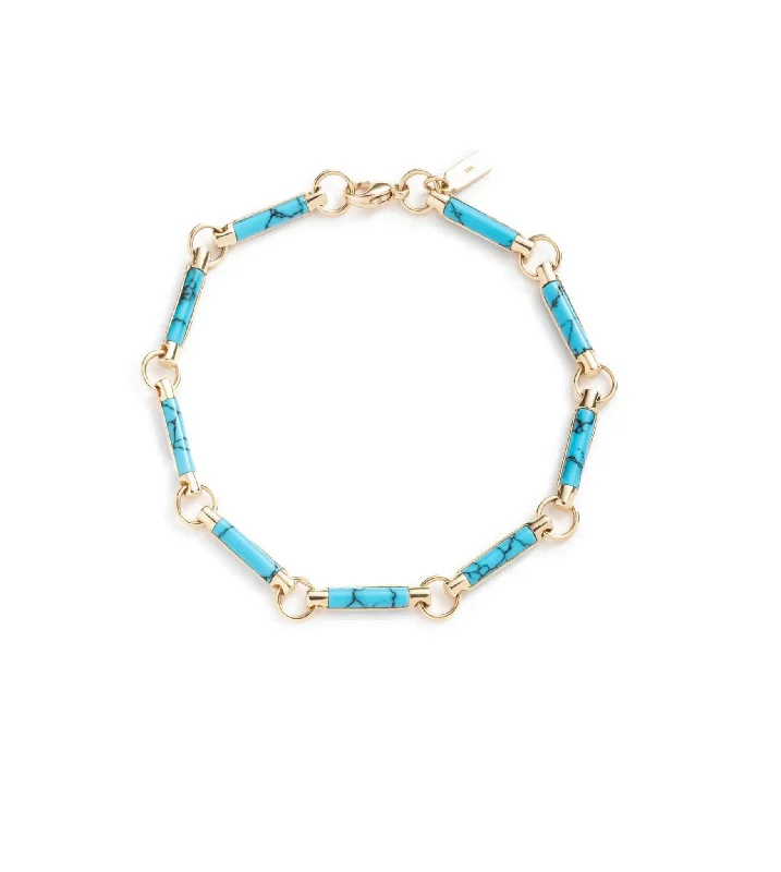 Textured letter bangles-Element Chain Bracelet Turquoise