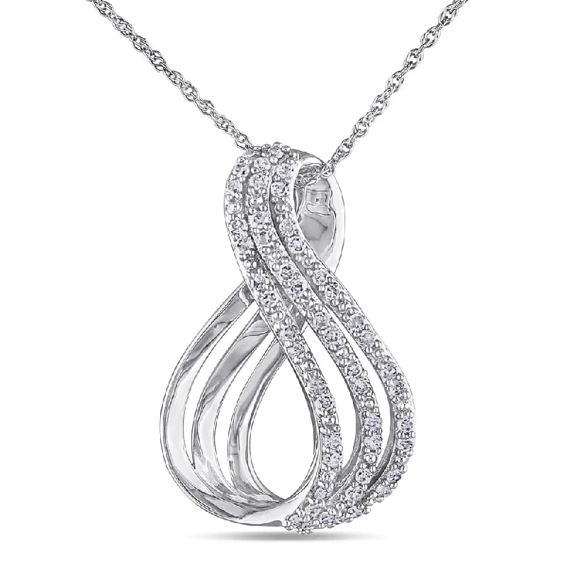 Floating gem necklaces-Miadora 10k White Gold 1/4ct TDW Diamond Infinity Necklace