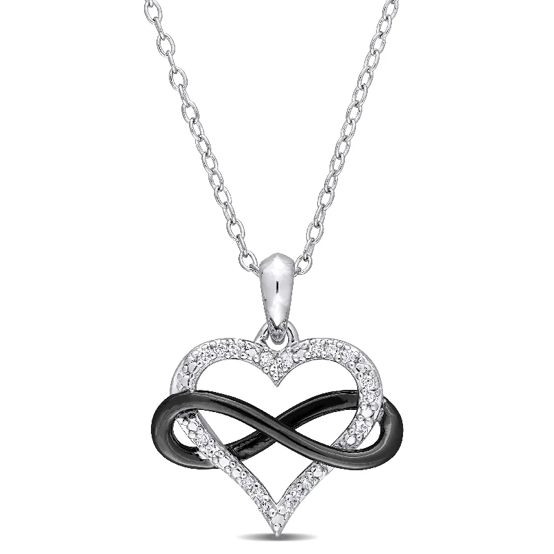 High gloss necklaces-Miadora Two-Tone Sterling Silver 1/10ct TDW Diamond Infinity Heart Necklace