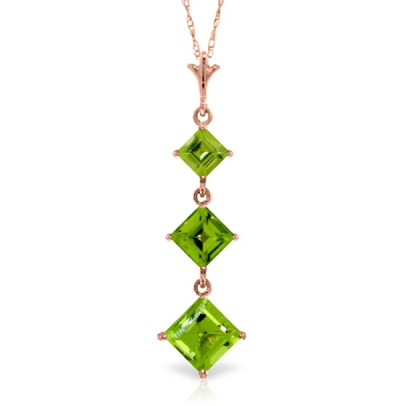 Mystic eye necklaces-2.4 Carat 14K Rose Gold Waterdrops Peridot Necklace