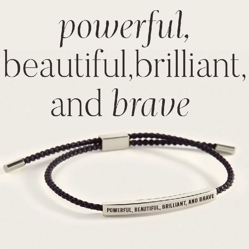 Slim pearl bangles-Powerful, Beautiful, Brilliant, and Brave Inspire Bracelet