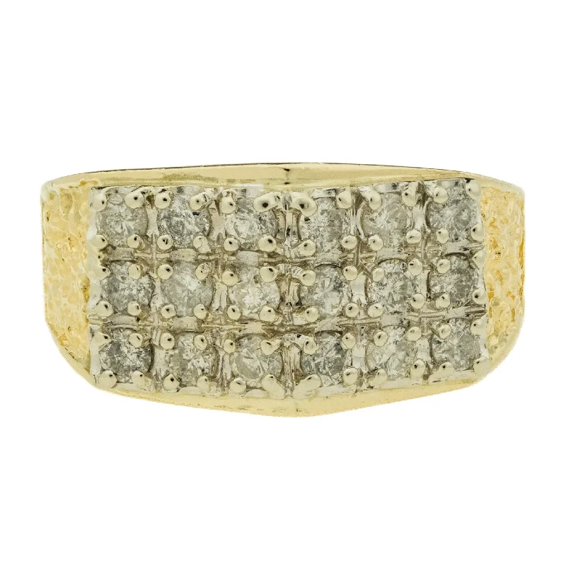 Carved initial engagement rings-1.08ctw Diamond Accented Gent's Ring in 14K Two Tone Gold -Size 9.5