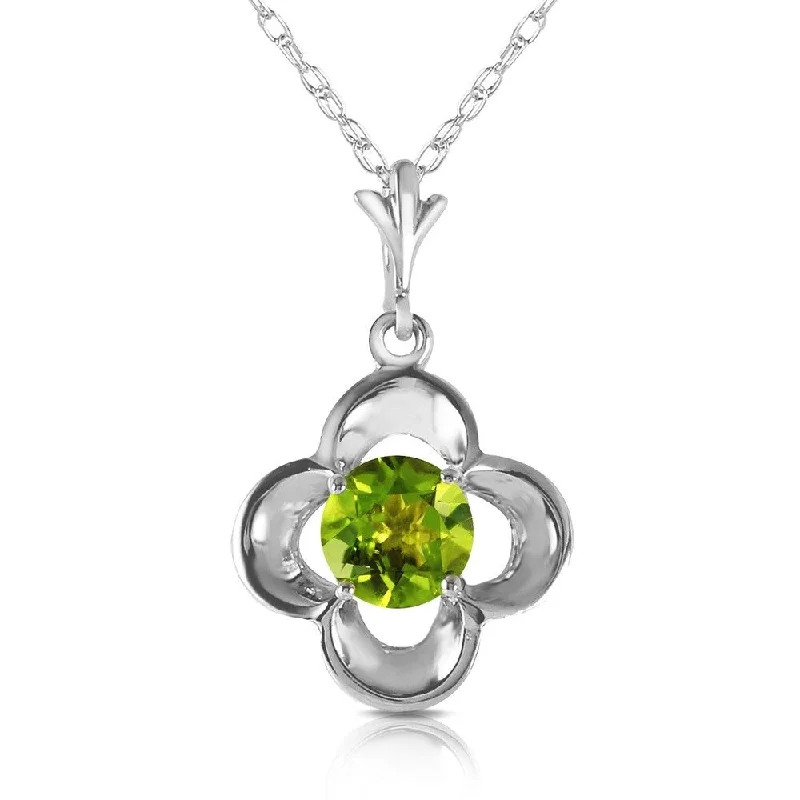 Turquoise healing necklaces-0.55 Carat 14K White Gold Warm Life Peridot Necklace