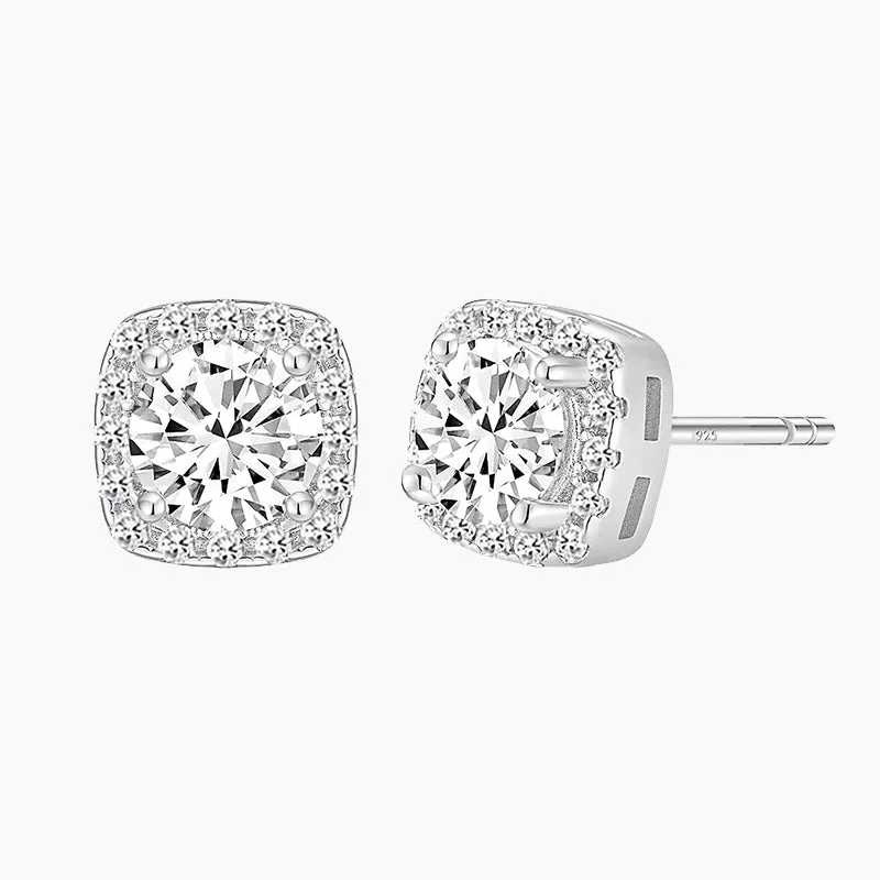 Thin hoop earrings-Princess Cut Square Cubic Zirconia Stud Post Earrings