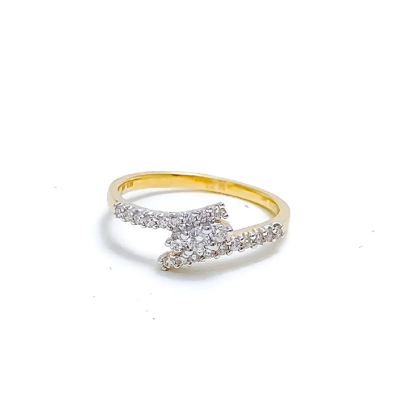 Oval cut engagement rings-Dainty Overlapping Diamond + 18k Gold  Ring