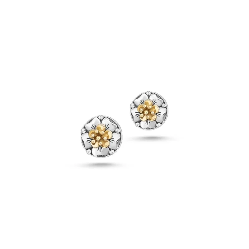 Curved design earrings-Floral Stud Earrings