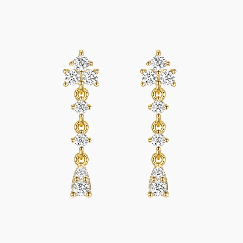 Thin threader earrings-Irregular CZ Pave Dangle Earrings