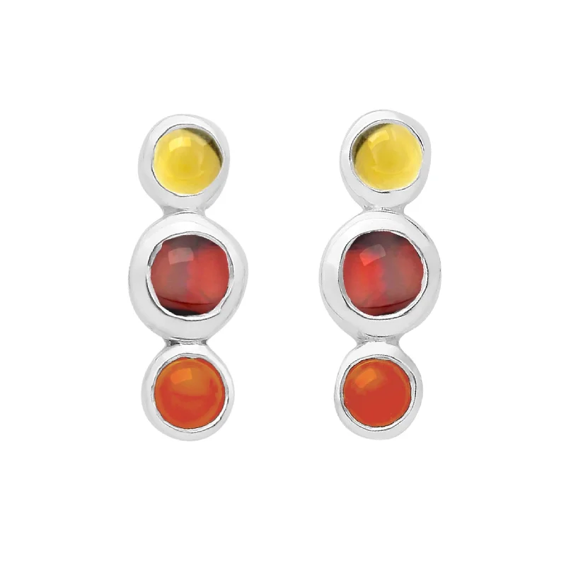 Curved design earrings-EQUINOX - Sterling Silver & Gemstone Studs