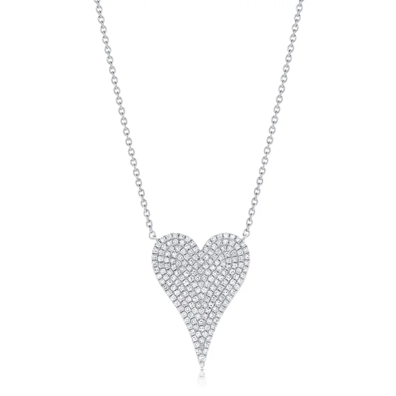 Oval shape necklaces-Joelle Diamond Pave Heart Pendant 1/2 Cttw. 14K Gold - Heart Necklace