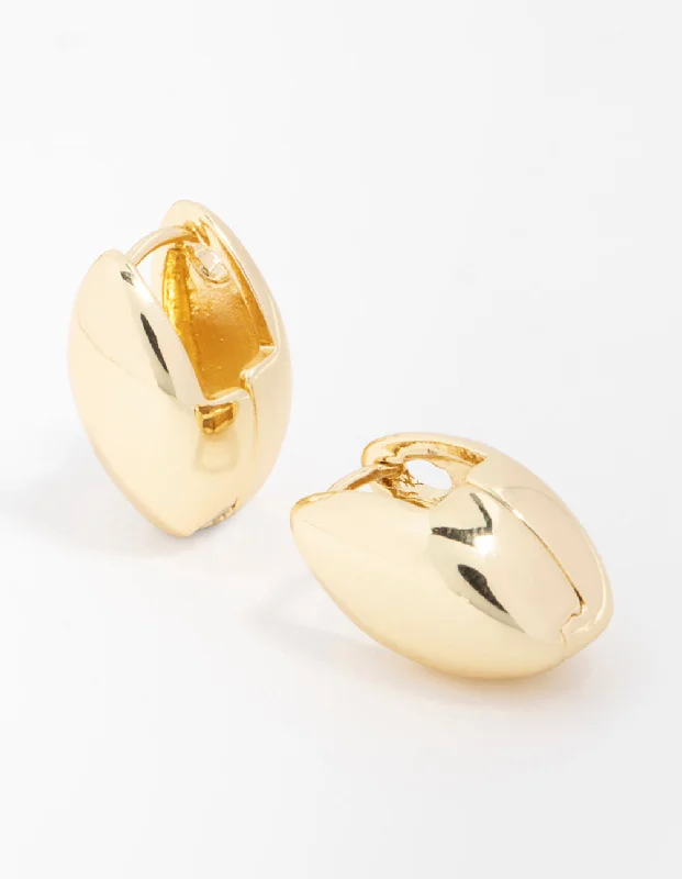 Silk cord earrings-Gold Plated Pointed Huggie Earrings